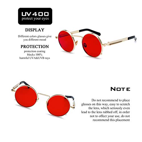 Kennifer Steampunk redonda Retro Metálico gafas de sol para hombres y mujeres Gafas de sol redondas vintage con marco de metal protector UV400 Kennifer Steampunk redonda Retro Metálico gafas de sol para hombres y mujeres Gafas de sol redondas vintage con marco de metal protector UV400