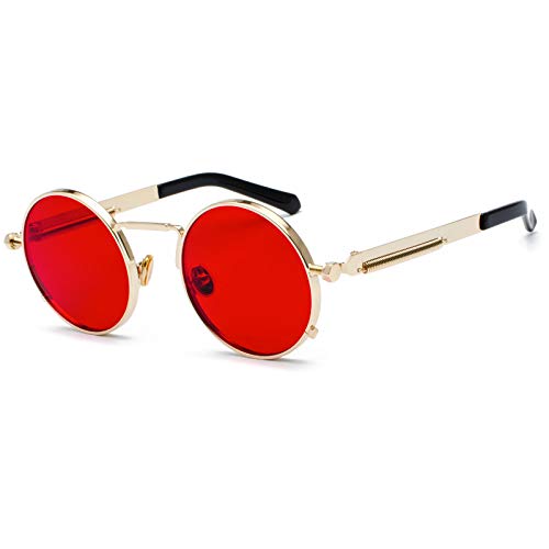 Kennifer Steampunk redonda Retro Metálico gafas de sol para hombres y mujeres Gafas de sol redondas vintage con marco de metal protector UV400