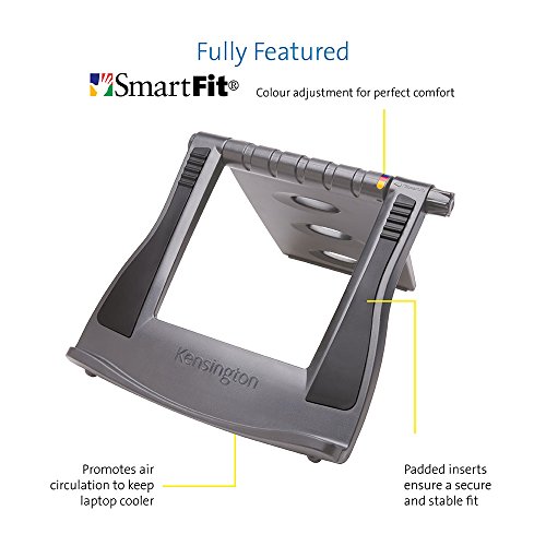 Kensington 60112 Soporte Ergonómico Refrigerador para Portátiles (12":17") Windows y Mac tales como Dell, Toshiba, HP, Samsung, MacBook, Lenovo con Sistemas SecureFit y SmartFit, Gris