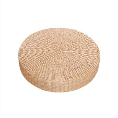 Kentop Cojín de Paja Cojín Hecho a Mano con Forma de cojín de Paja Tapete Redondo de Yoga para el Descanso de Meditación