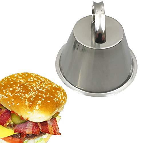 Kerafactum® - Campana para hamburguesas, para hamburguesas, cheesburger carne, cubierta para barbacoas - Para cubrir y derretir queso - Acero inoxidable con mango de 16,5 cm