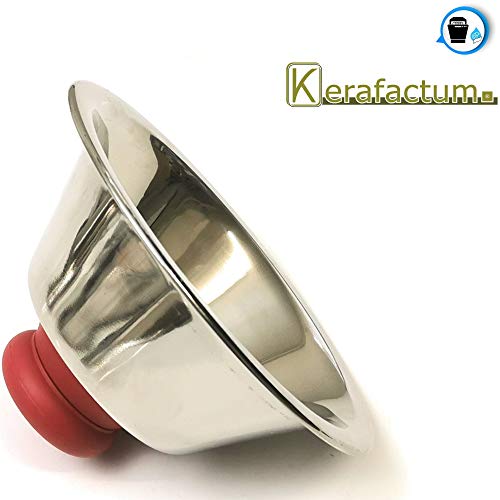 Kerafactum Campana para hamburguesas y hamburguesas, cubierta para asar y derretir, cloche campana para hacer queso para fundir, acero inoxidable, Campana de cocción en color rojo