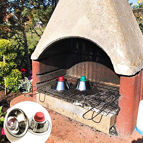 Kerafactum Campana para hamburguesas y hamburguesas, cubierta para asar y derretir, cloche campana para hacer queso para fundir, acero inoxidable, Campana de cocción en color rojo