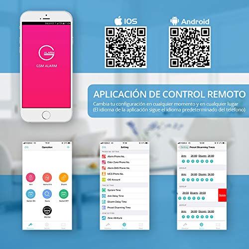 KERUI G18 gsm Sistema de Alarma Seguridad Casa por Call/SMS/App, Kits Alarma Antirrobo Inalámbrico DIY con Mini Detector/Sensor Movimiento de Alarma Puerta para Hogar/Tienda/Oficina/Autocaravana