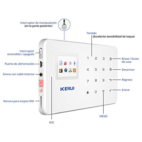 KERUI G18 gsm Sistema de Alarma Seguridad Casa por Call/SMS/App, Kits Alarma Antirrobo Inalámbrico DIY con Mini Detector/Sensor Movimiento de Alarma Puerta para Hogar/Tienda/Oficina/Autocaravana KERUI G18 gsm Sistema de Alarma Seguridad Casa por Call/SMS/App, Kits Alarma Antirrobo Inalámbrico DIY con Mini Detector/Sensor Movimiento de Alarma Puerta para Hogar/Tienda/Oficina/Autocaravana