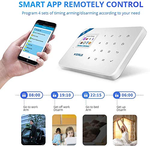 KERUI W18 GSM WIFI Sistema de Alarma Seguridad para Hogar por CALL/SMS/APP, Kits Alarma Antirrobo Inalámbrico DIY con Detector/Sensor de Movimiento de Alarma Puerta sin cuotas para Casa/Tienda/Oficina