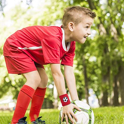 Kesote 10 Muñequera Deportiva Colorida Banda de Sudor Muñeca para Niño Fútbol Tenis Baloncesto Running con 10 Silbatos de Plástico