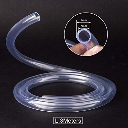 Kesote 7mm (diámetro Interior) x 9mm (diámetro Exterior) Tubo Flexible de PVC, Tubo Transparente de 3 Metros Ideal para Tanque y Acuario