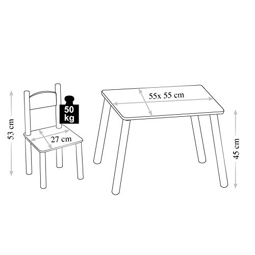 Kesper 17722 1 - Mesa Infantil con 2 sillas y Dibujos de Corazones (conglomerado de Fibra de Madera de Densidad Media, FSC)