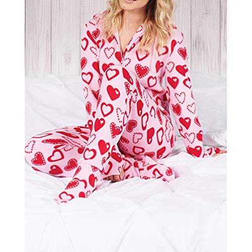 Ketamyy Mujer Pijama Mono Entero con Capucha Pies Casual Cremallera Polar Jumpsuit Adulto Una Pieza Primavera Invierno Otoño Cómodo Termica Loungewear Calcetines Desmontables Rosa/Corazones M