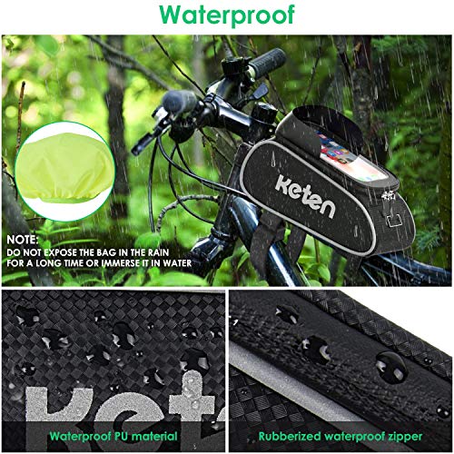 Keten Bolsa Bicicleta Manillar, Bolsa Impermeable Manillar con Pantalla Táctil, Parasol, Funda para Bicicleta de Gran Capacidad para iPhone Samsung y Otros Teléfonos de Menos de 6.5" Keten Bolsa Bicicleta Manillar, Bolsa Impermeable Manillar con Pantalla Táctil, Parasol, Funda para Bicicleta de Gran Capacidad para iPhone Samsung y Otros Teléfonos de Menos de 6.5"