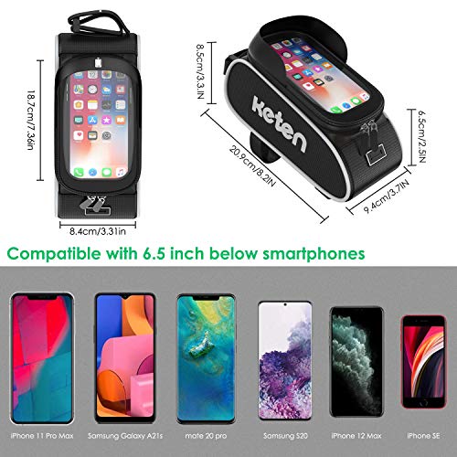 Keten Bolsa Bicicleta Manillar, Bolsa Impermeable Manillar con Pantalla Táctil, Parasol, Funda para Bicicleta de Gran Capacidad para iPhone Samsung y Otros Teléfonos de Menos de 6.5" Keten Bolsa Bicicleta Manillar, Bolsa Impermeable Manillar con Pantalla Táctil, Parasol, Funda para Bicicleta de Gran Capacidad para iPhone Samsung y Otros Teléfonos de Menos de 6.5"