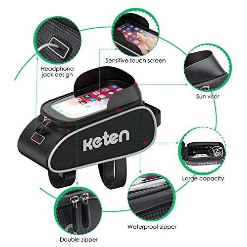 Keten Bolsa Bicicleta Manillar, Bolsa Impermeable Manillar con Pantalla Táctil, Parasol, Funda para Bicicleta de Gran Capacidad para iPhone Samsung y Otros Teléfonos de Menos de 6.5" Keten Bolsa Bicicleta Manillar, Bolsa Impermeable Manillar con Pantalla Táctil, Parasol, Funda para Bicicleta de Gran Capacidad para iPhone Samsung y Otros Teléfonos de Menos de 6.5"