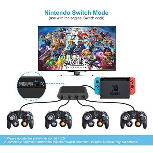 Keten Gamecube Controller Adapter para Switch, Wii U and USB PC, Control de Gamecube Adaptador para Super Smash Bros,Plug & Play (Negro) Keten Gamecube Controller Adapter para Switch, Wii U and USB PC, Control de Gamecube Adaptador para Super Smash Bros,Plug & Play (Negro)