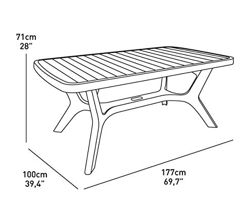 Keter Baltimore - Mesa de comedor exterior de hasta 6 plazas, Color grafito