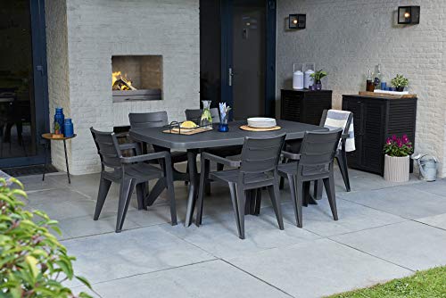 Keter Baltimore - Mesa de comedor exterior de hasta 6 plazas, Color grafito