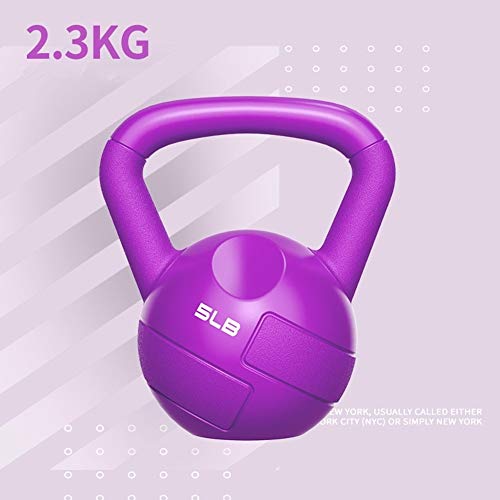 Kettlebells AGYH Rosa Púrpura Pesas Rusas, Mujeres De La Pérdida De Peso Formación De Maquinaria En Gimnasio En Casa Yoga Pilates Ejercicio, Silent Antideslizante, 5 LB / 2,3 Kg (Color : Purple)