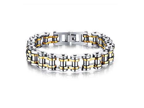 Keybella Elegante De Acero Inoxidable Moto Biker Cadena Pulsera 8,5 Pulgadas para Hombre Chico Keybella Elegante De Acero Inoxidable Moto Biker Cadena Pulsera 8,5 Pulgadas para Hombre Chico