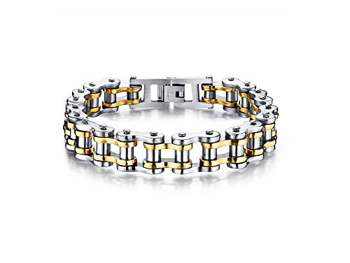 Keybella Elegante De Acero Inoxidable Moto Biker Cadena Pulsera 8,5 Pulgadas para Hombre Chico