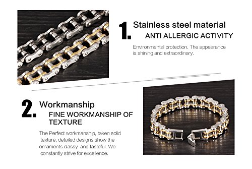 Keybella Elegante De Acero Inoxidable Moto Biker Cadena Pulsera 8,5 Pulgadas para Hombre Chico Keybella Elegante De Acero Inoxidable Moto Biker Cadena Pulsera 8,5 Pulgadas para Hombre Chico