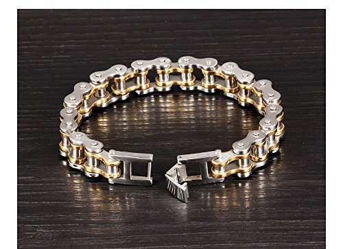 Keybella Elegante De Acero Inoxidable Moto Biker Cadena Pulsera 8,5 Pulgadas para Hombre Chico