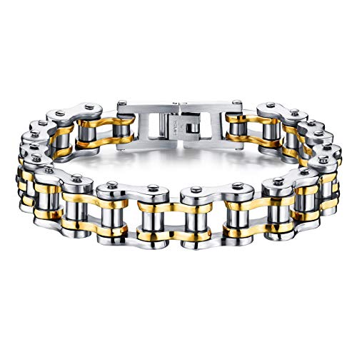 Keybella Elegante De Acero Inoxidable Moto Biker Cadena Pulsera 8,5 Pulgadas para Hombre Chico Keybella Elegante De Acero Inoxidable Moto Biker Cadena Pulsera 8,5 Pulgadas para Hombre Chico