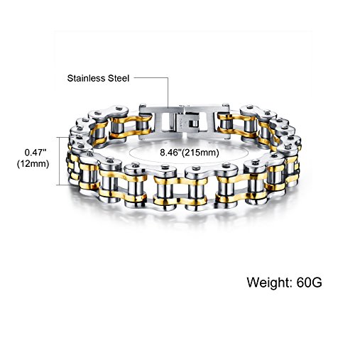 Keybella Elegante De Acero Inoxidable Moto Biker Cadena Pulsera 8,5 Pulgadas para Hombre Chico Keybella Elegante De Acero Inoxidable Moto Biker Cadena Pulsera 8,5 Pulgadas para Hombre Chico