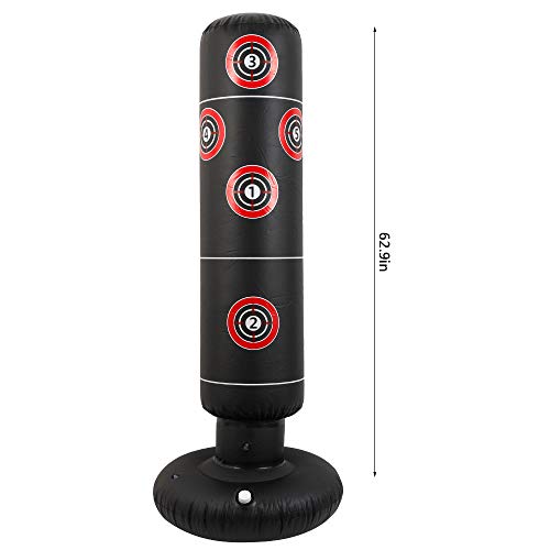 Keyohome Saco de boxeo inflable de pie, saco de boxeo de pie, saco de arena de fitness de 160 cm para adultos y niños Keyohome Saco de boxeo inflable de pie, saco de boxeo de pie, saco de arena de fitness de 160 cm para adultos y niños