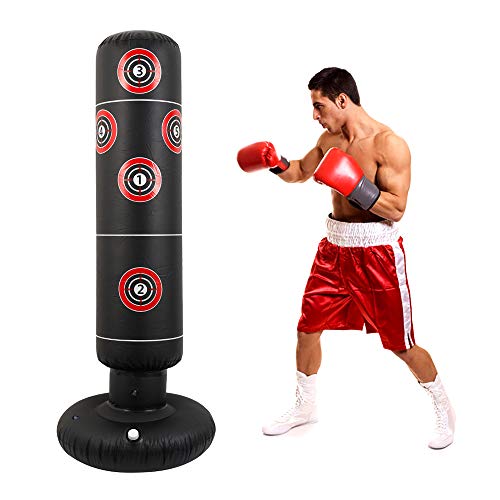 Keyohome Saco de boxeo inflable de pie, saco de boxeo de pie, saco de arena de fitness de 160 cm para adultos y niños Keyohome Saco de boxeo inflable de pie, saco de boxeo de pie, saco de arena de fitness de 160 cm para adultos y niños