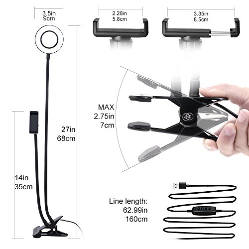 K&F Concept Anillo Luz LED 9cm con Soporte de Manguera de Brazo Flexible para Móviles con Control Remoto, 3 Modos de Luz y 10 Brillos, Aro de Luz para Maquillaje TIK Tok Vivo Facebook y Youtube Vlog K&F Concept Anillo Luz LED 9cm con Soporte de Manguera de Brazo Flexible para Móviles con Control Remoto, 3 Modos de Luz y 10 Brillos, Aro de Luz para Maquillaje TIK Tok Vivo Facebook y Youtube Vlog