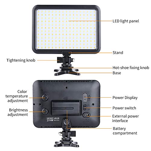 K&F Concept Luz de Vídeo LED, Luz Video Panel LED Regulable 3200-5600K para Cámaras Digitales SLR Cámara de Vídeo y Estudio K&F Concept Luz de Vídeo LED, Luz Video Panel LED Regulable 3200-5600K para Cámaras Digitales SLR Cámara de Vídeo y Estudio