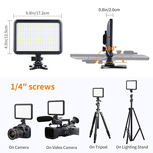 K&F Concept Luz de Vídeo LED, Luz Video Panel LED Regulable 3200-5600K para Cámaras Digitales SLR Cámara de Vídeo y Estudio