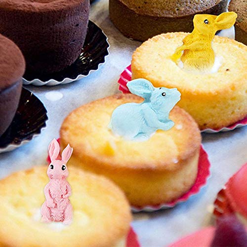 KFGJ 3D Conejo Pascua Conejito Silicona Molde Fondant Torta Hornear Moldes Cupcake para Pastel Postre Gelatina Pan PudíN Muffin (Forma De Conejo con 3 Cavidades) Rosa