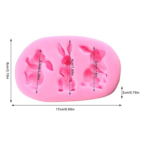 KFGJ 3D Conejo Pascua Conejito Silicona Molde Fondant Torta Hornear Moldes Cupcake para Pastel Postre Gelatina Pan PudíN Muffin (Forma De Conejo con 3 Cavidades) Rosa