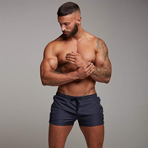 Kfnire Bañadores de natación, Pantalones Cortos de los Hombres de Secado rápido Playa Surf Corriendo Pantalones Cortos de natación Boxeadores Ligero Shorts (EU M=Tag L, Navy)