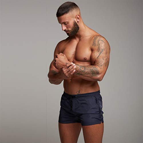 Kfnire Bañadores de natación, Pantalones Cortos de los Hombres de Secado rápido Playa Surf Corriendo Pantalones Cortos de natación Boxeadores Ligero Shorts (EU M=Tag L, Navy)