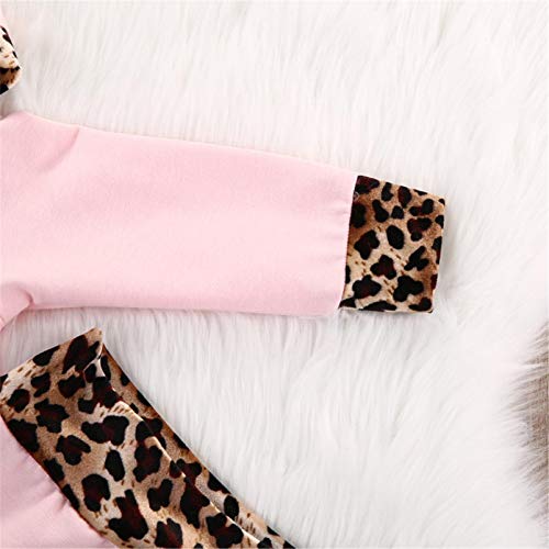 Kfnire - Conjunto de bebé compuesto de pantalones y sudadera con capucha, diseño de leopardo Rosa 6-12 meses