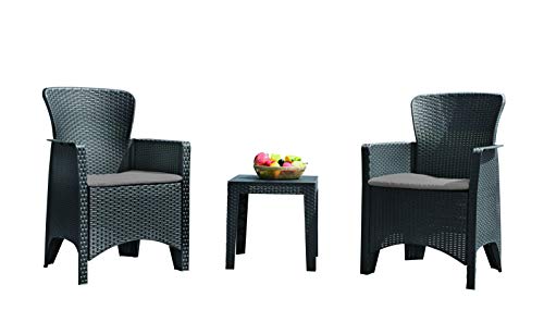 KG KitGarden - Conjunto Balcón/Terraza Plegable, 2 sillones + 1 mesa, Gris Imitación Ratán, Aroa KG KitGarden - Conjunto Balcón/Terraza Plegable, 2 sillones + 1 mesa, Gris Imitación Ratán, Aroa