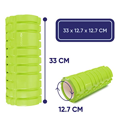 KG Physio Foam Roller - Rodillo Masaje Muscular para Piernas, Espalda y Brazos - Rulo Masaje Muscular Ultraligero Esencial para Liberar Tensiones Musculares - 33x12cm Rodillo Pilates