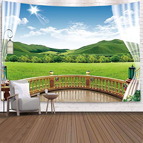 KHKJ Tapiz de Ventana Vista Planta Verde Flores de mar en 3D Colgante de Pared Alfombra Manta Colcha Toalla de Yoga Hogar Playa Decoración de Pared A12 150x130cm KHKJ Tapiz de Ventana Vista Planta Verde Flores de mar en 3D Colgante de Pared Alfombra Manta Colcha Toalla de Yoga Hogar Playa Decoración de Pared A12 150x130cm