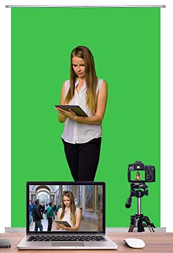 KHOMO GEAR Pantalla Verde Chroma Profesional Plegable con Base de Aluminio Transportable para Fondo de Fotografía y Videos - 100 x 200 cm