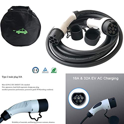 K.H.O.N.S. EV/Vehículo Eléctrico Cable de Carga 32A Tipo 2 a Tipo 2 22 kw EV Cargador de Coches 3 Fases 16.4FT EV Cable con Bolsa