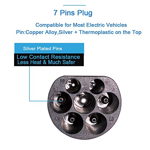 K.H.O.N.S. Vehículos Eléctricos/EV Cable de Carga Tipo 1 a Tipo 2 para Tipo1 EV,32 A/16A,7.4KW, 5M Cable y Bolsa