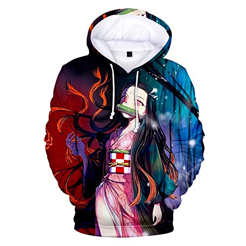 KIACIYA Demon Slayer Sudadera, Unisexo 3D Shinobu Zenitsu Nezuko Kimetsu No Yaiba Anime Cosplay Sudaderas con Capucha con Bolsillos Moda Casual Ropa Chaqueta Suéter Tops para Hombre Mujere (H,M)