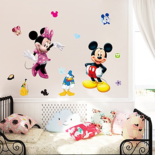 Kibi Pegatinas Infantiles Pared Minnie Pegatinas Decorativas Pared mickey Mouse Stickers Pared Mickey Dormitorio Calcomanias para Niños Pared Calcomanias Mickey