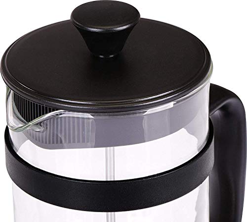 KICHLY - 8 tazas (1 litro / 1000 ml) Cafetera Francesa espresso y tetera con triple filtro émbolo de acero inoxidable - Negro