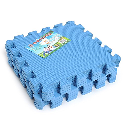 Kicode 9 PCS Puzzle Colchoneta de ejercicio de juegos para niños Con la alta calidad de la espuma de EVA que entrelaza Azulejos (Azul)