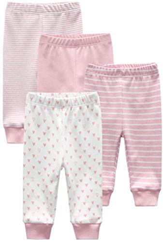 Kiddiezoom - Conjunto de 4 pantalones de bebé unisex para niña Rosa. 0-3 Meses Kiddiezoom - Conjunto de 4 pantalones de bebé unisex para niña Rosa. 0-3 Meses
