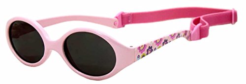 Kiddus Gafas de sol POLARIZADAS bebe para niños y niñas a partir de 6 meses. SUPER FLEXIBLES. Protección solar UV400. Seguras, confortables, muy resistentes. Con ESTUCHE protector. Baby Comfort (08 Rosa con flores)