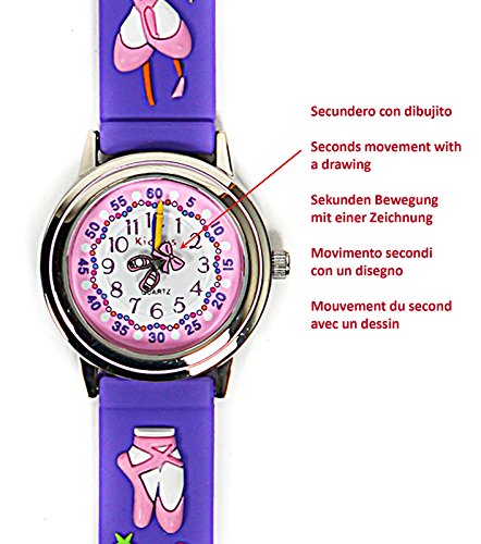 KIDDUS Reloj Educativo de Calidad para niña y niño. Analógico de Pulsera, con Ejercicios Time Teacher para Aprender a Leer y Decir la Hora. Mecanismo de Cuarzo japonés. RE0262 Ballet KIDDUS Reloj Educativo de Calidad para niña y niño. Analógico de Pulsera, con Ejercicios Time Teacher para Aprender a Leer y Decir la Hora. Mecanismo de Cuarzo japonés. RE0262 Ballet